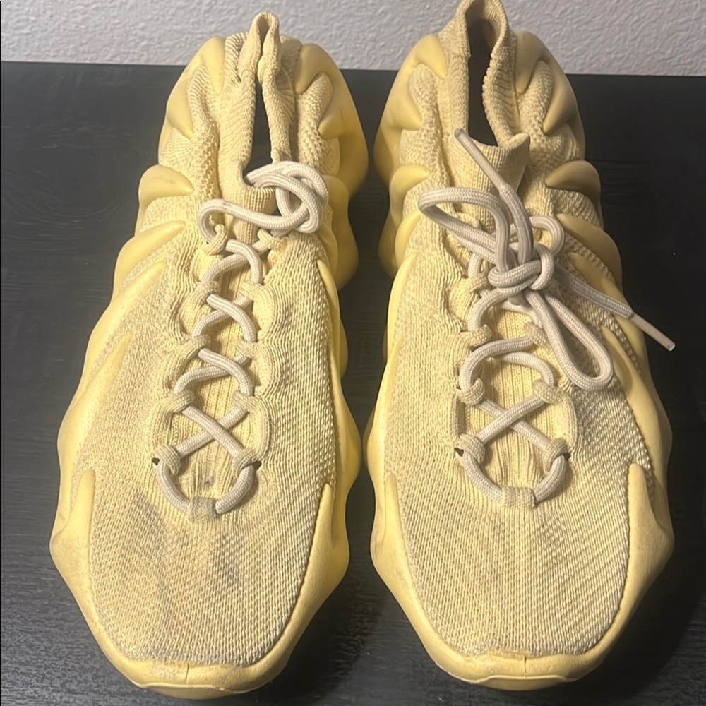 Yeezy 450 sulfur Yellow Chunky Sneakers with Unique Lacing. Size 14.